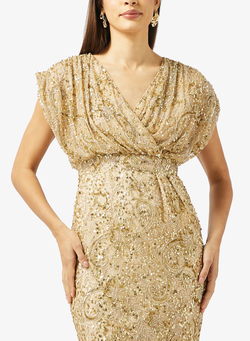 بيوت فستان ماكسي مزين بلفّة - Image 3